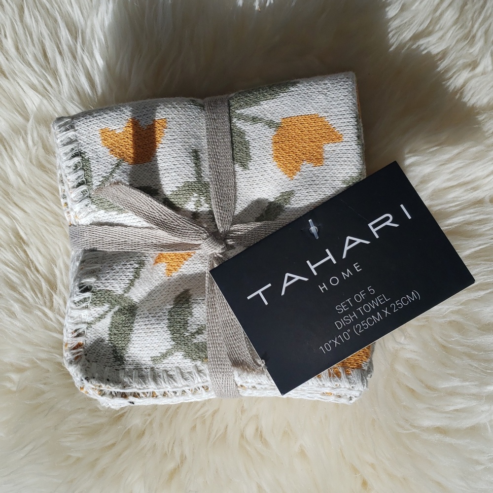 Tahari Home Set of 5 Dish Towels 10" x 10" NWT - Picture 6 of 6
